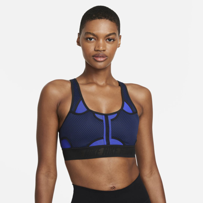 Shop Nike Women's Dri-fit Adv Swoosh Medium-support Padded Sports Bra In Blue