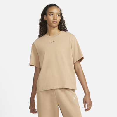 Shop Nike Sportswear Essentials Women's Boxy T-shirt In Hemp,black