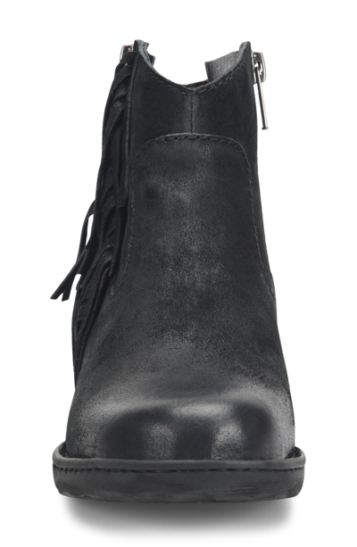 Shop Born Kenia Fringe Bootie In Black Distressed Leather