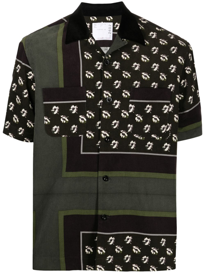 Shop Sacai Graphic-print Short-sleeve Shirt In Brown