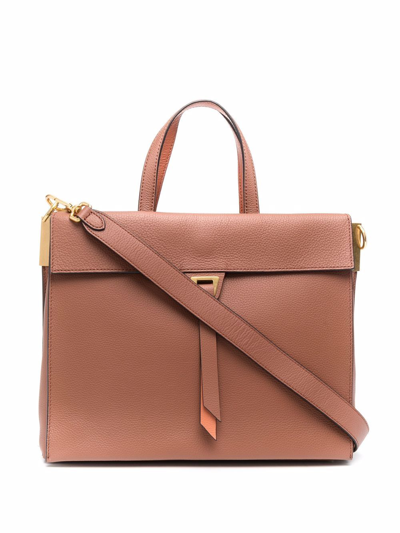 Coccinelle Louise Large Leather Tote In Brown ModeSens