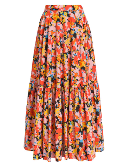 Shop Plan C Women's Ikat Flower-print Maxi Skirt In Neutral