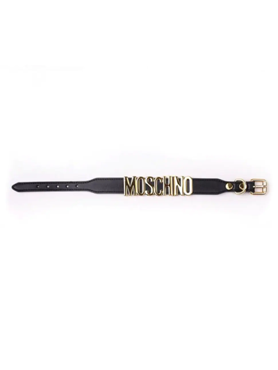 Shop Moschino Lettering Logo Xl Dog Collar In Black