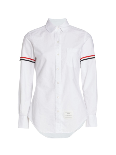 Shop Thom Browne Classic Round Collar Shirt In White