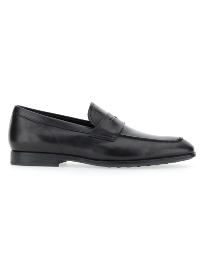 Shop Tod's Men's Leather Penny Loafers In Black