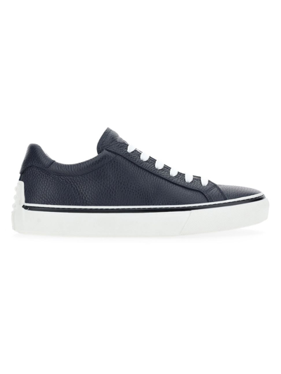 Shop Tod's Men's Leather Cassetta Sneakers In Blue