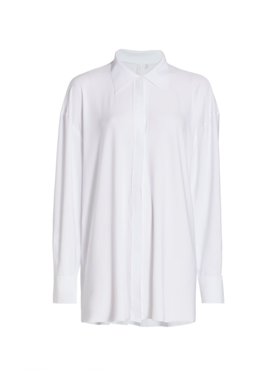 Shop Norma Kamali Women's Oversized Button-up Shirt In White