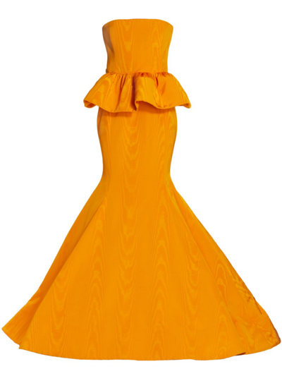 Shop Oscar De La Renta Women's Strapless Peplum Gown In Amber