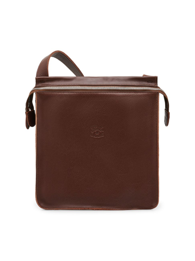 Shop Il Bisonte Men's Vacchetta Leather Crossbody Bag In Dark Brown