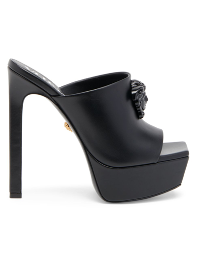 Shop Versace Women's La Medusa Platform Mules In Black Black