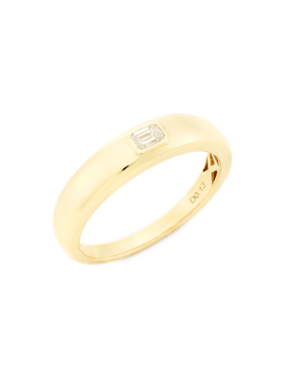 Shop Saks Fifth Avenue Women's 14k Yellow Gold & Emerald-cut 0.12 Tcw Diamond Dome Ring