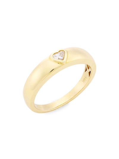 Shop Saks Fifth Avenue Women's 14k Yellow Gold & Heart-shaped 0.12 Tcw Diamond Dome Ring