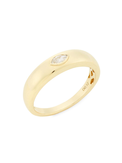 Shop Saks Fifth Avenue Women's 14k Yellow Gold & Marquise-cut 0.11 Tcw Diamond Dome Ring