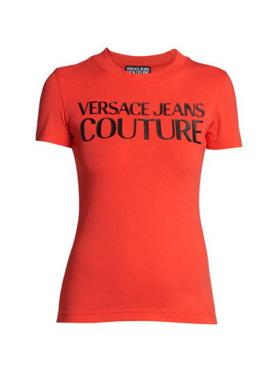Shop Versace Jeans Couture Women's Iconic Logo T-shirt In Poppy Rosso