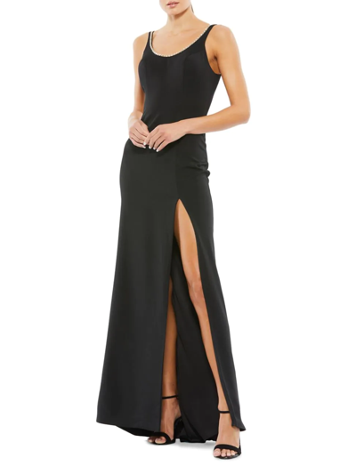 Shop Mac Duggal Women's Ieena Embellished Scoopneck Sheath Gown In Black