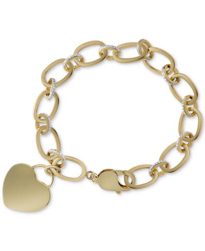 Macy's Diamond Heart Charm Bracelet (1/10 Ct. T.w.) In Sterling Silver Or 14k Gold-plated Sterling Silver In Gold-plated Sterling Silver
