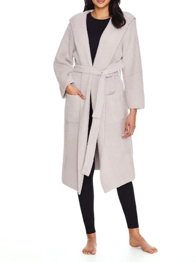 Shop Barefoot Dreams Cozychic Ribbed Hooded Robe In Silver Ice