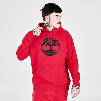 Shop Timberland Men's Tree Logo Pullover Hoodie In Red/black
