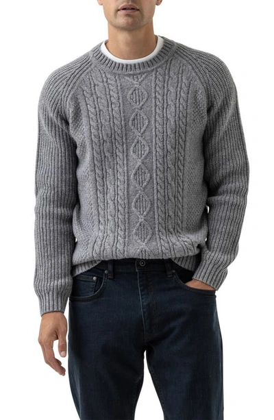 Shop Rodd & Gunn Mount Tasman Mix Stitch Wool Blend Crewneck Sweater In Smoke