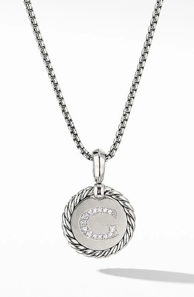 Shop David Yurman Initial Charm Necklace With Diamonds In Silver/ Diamond-g