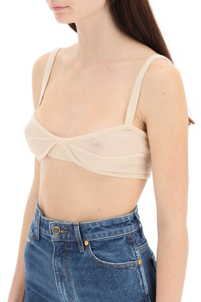 Shop Khaite Eda Cashmere Bralette In Beige,pink