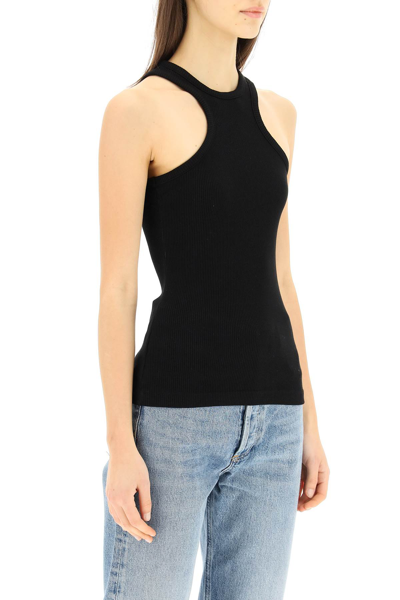 Shop Agolde Bea Ribbed Tank Top In Black