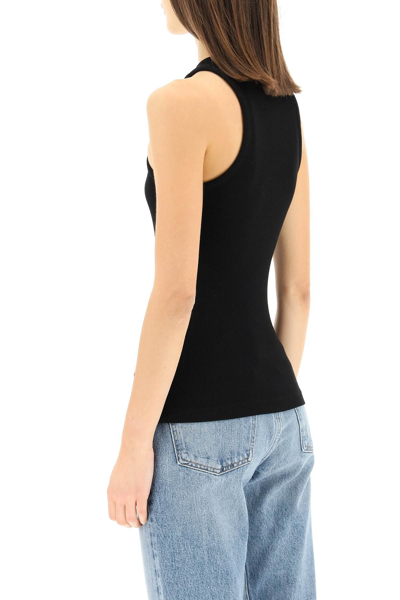 Shop Agolde Bea Ribbed Tank Top In Black