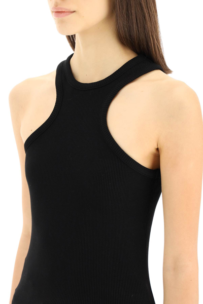 Shop Agolde Bea Ribbed Tank Top In Black