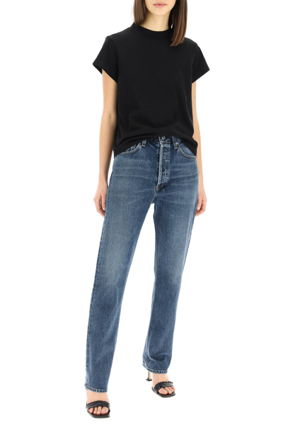 Shop Agolde Anika Cap Sleeve T-shirt In Black