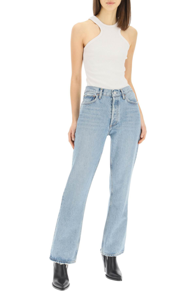 Shop Agolde Mide Rise Relaxed Boot Jeans In Light Blue