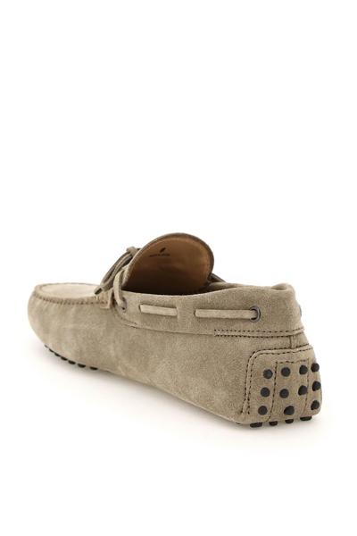 Shop Tod's Gommino Loafers With Laces In Beige,grey