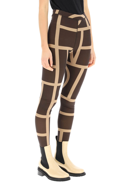 Shop Totême Monogram Leggings In Brown,beige