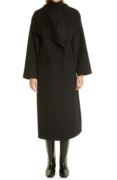 Shop Totême Annecy Open Front Wool & Cashmere Coat In Black