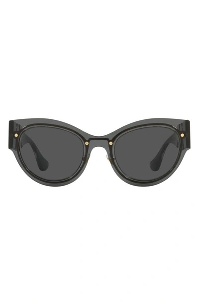 Shop Versace 53mm Transparent Cat Eye Sunglasses In Dark Grey