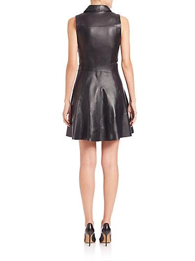 Shop Michael Michael Kors Leather Zip-front Dress In Black