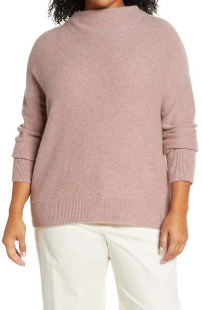 Shop Vince Boiled Cashmere Funnel Neck Pullover In Pink Shell