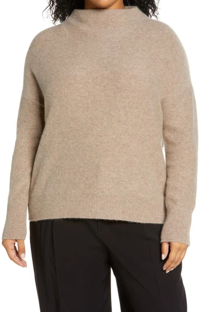 Shop Vince Boiled Cashmere Funnel Neck Pullover In H Wheat