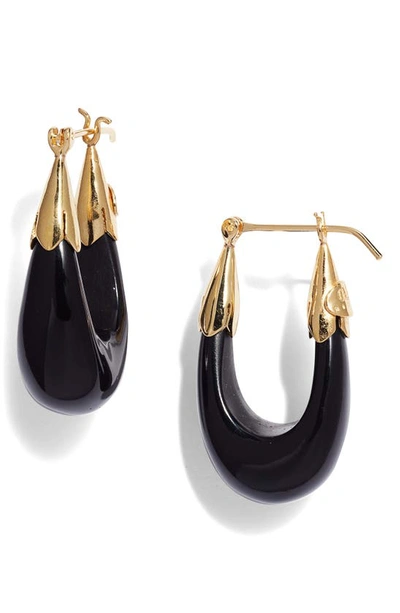 Shop Gas Bijoux Ecume Drop Earrings In Black/ Gold