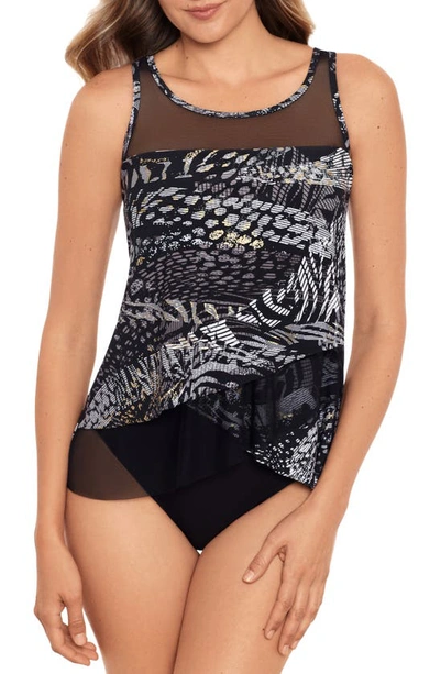 Shop Miraclesuitr Lux Lynx Mirage Underwire Tankini Top In Black