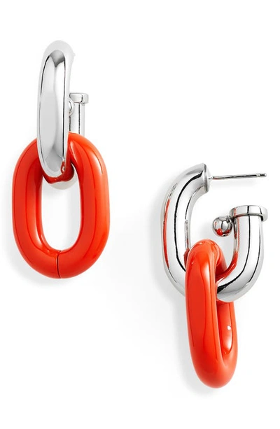 Shop Paco Rabanne X Kimura Tsunehisa Xl Link Colorblock Earrings In M802 Orange / Silver