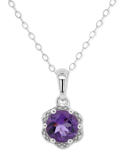 Shop Macy's Rhodolite Garnet Solitaire Scalloped Edge 18" Pendant Necklace (1 Ct. T.w.) In Sterling Silver (also In Amethyst