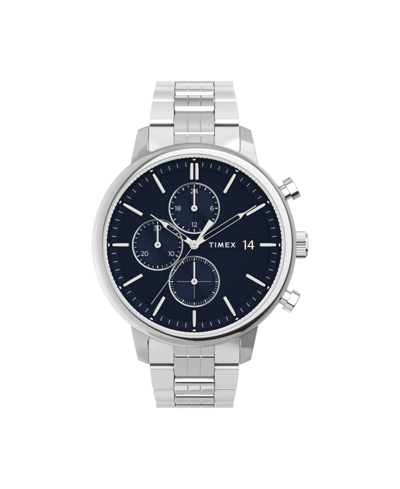 Shop Timex Men's Chicago Silver-tone Stainless Steel Bracelet Watch 45 Mm
