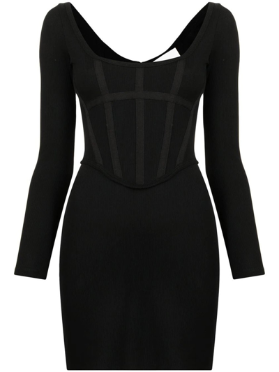 Shop Dion Lee Rib Corset Mini Dress In Black