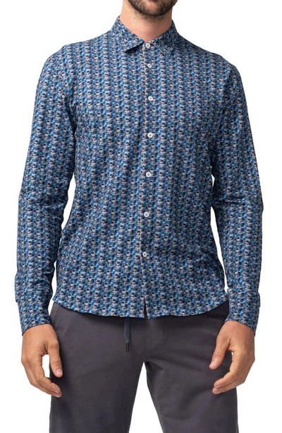 Shop Good Man Brand Flex Pro Lite On-point Button-up Shirt In Blue Sketch Geo