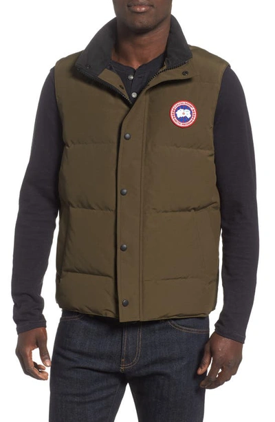 Shop Canada Goose Garson Slim Fit Quilted Down Vest In Military Green