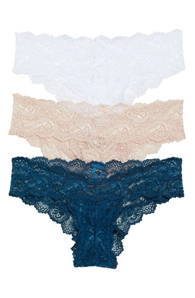 Shop Skarlett Blue Goddess 3-pack Hipster Bikinis In Lagoon / White / Romance