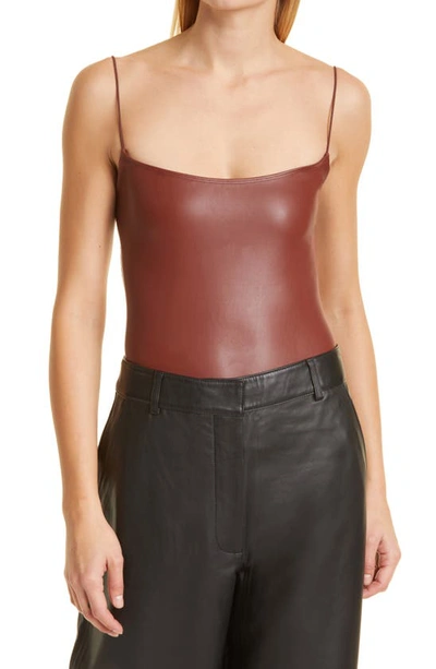 Shop Alix Nyc Hirst Faux Leather Bodysuit In Paprika