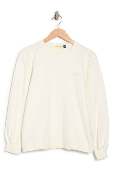 Shop Nicole Miller Balloon Sleeve Sweatshirt In Ivory