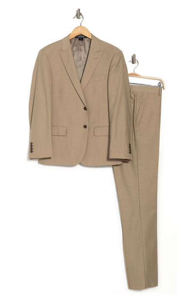 Zanetti Tufo Tan Two Button Peak Lapel Wool Modern Fit Suit | ModeSens