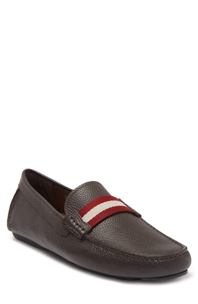 Shop Bally Waltec Striped Leather Loafer In 78905 Chocolate Aw11